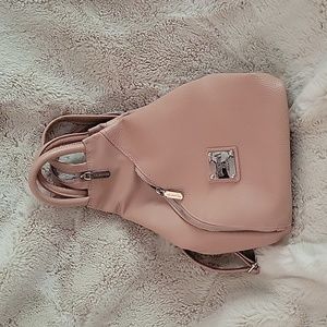 Pebble Leather Backpack Crossbody Sling Purse